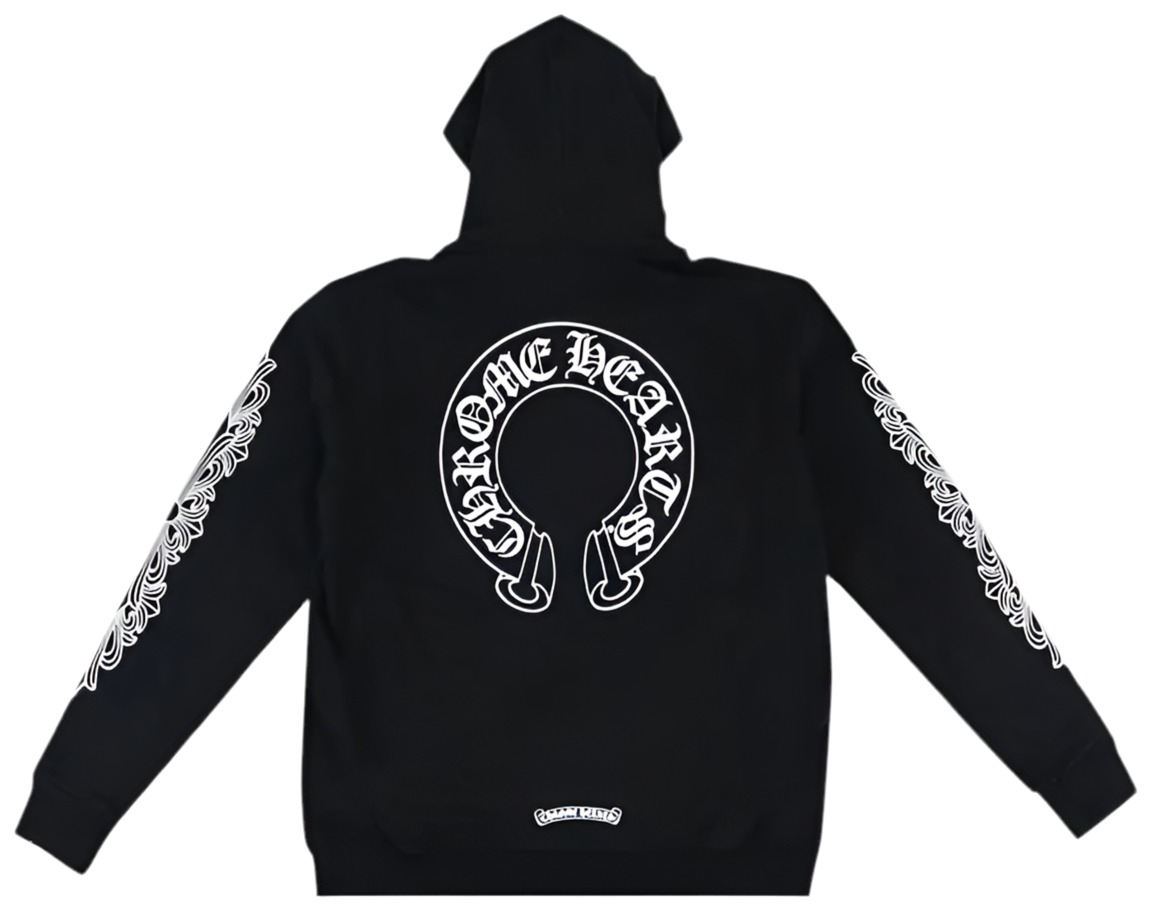 CHROME HEARTS HORSESHOE FLORAL ZIP UP HOODIE ‘BLACK’