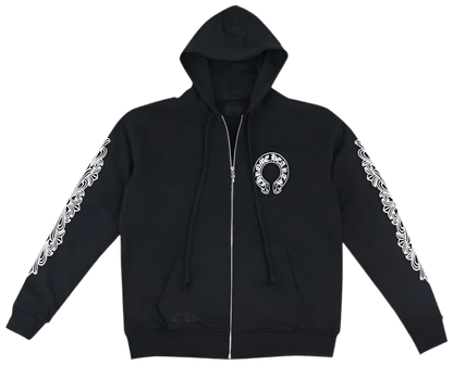 CHROME HEARTS HORSESHOE FLORAL ZIP UP HOODIE ‘BLACK’